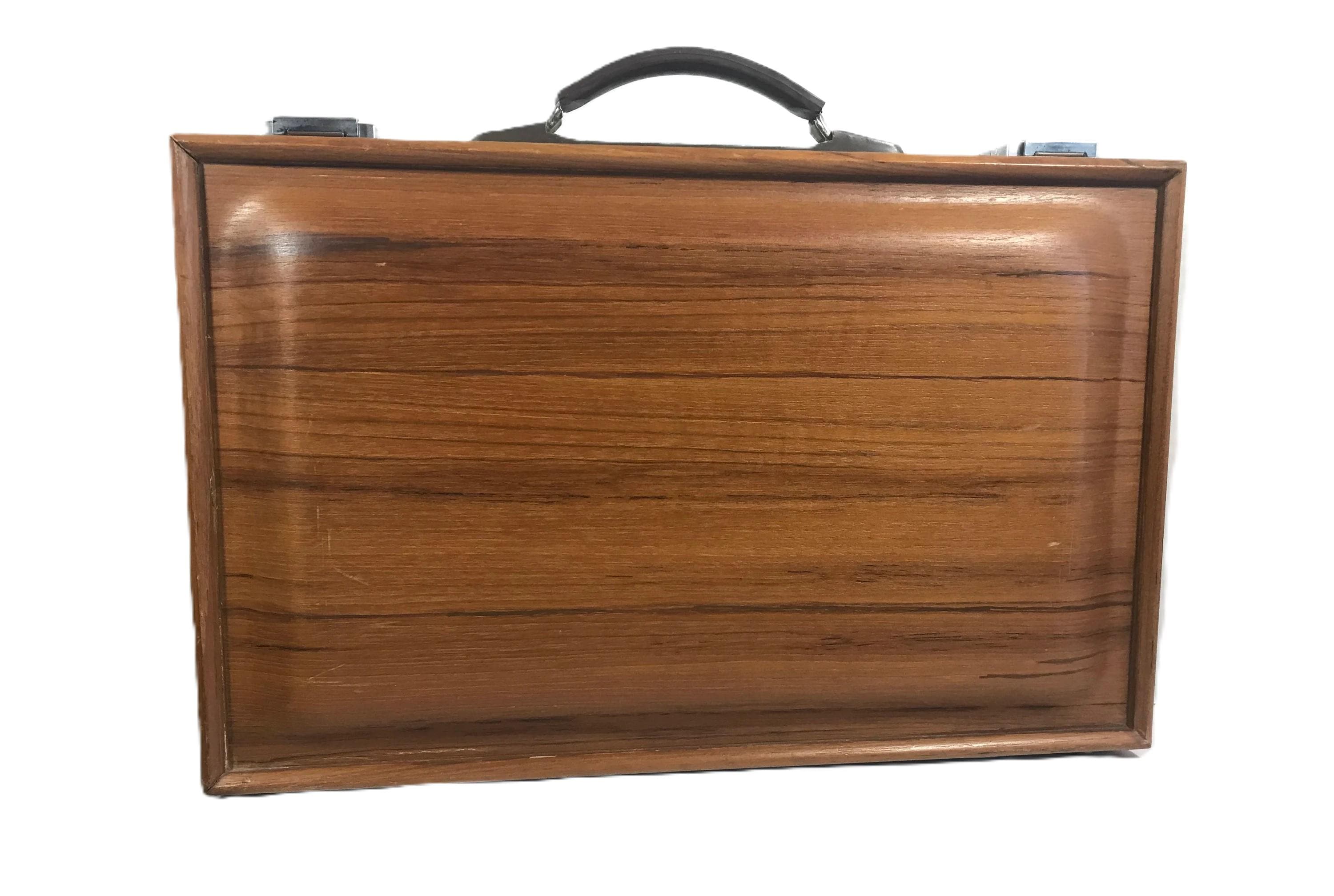Vintage Mid-century Modern Wooden Briefcase – MCM Locking Case W