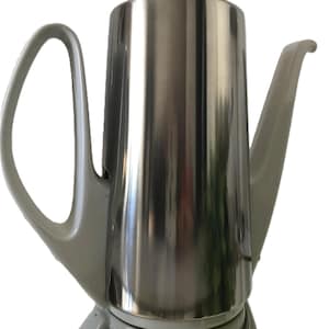 Vintage white ceramic porcelain and chrome tea cozy, MCM Bauscher Weiden Germany white porcelain and chrome tea cozy with unique handle