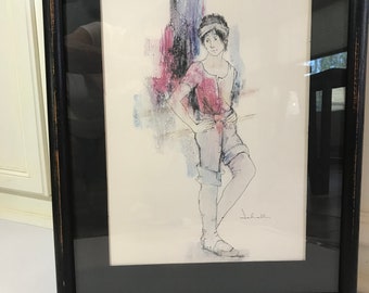 Vintage 1980s Susan Sahall Ballet Lithograph, Vtg Susan Sahall