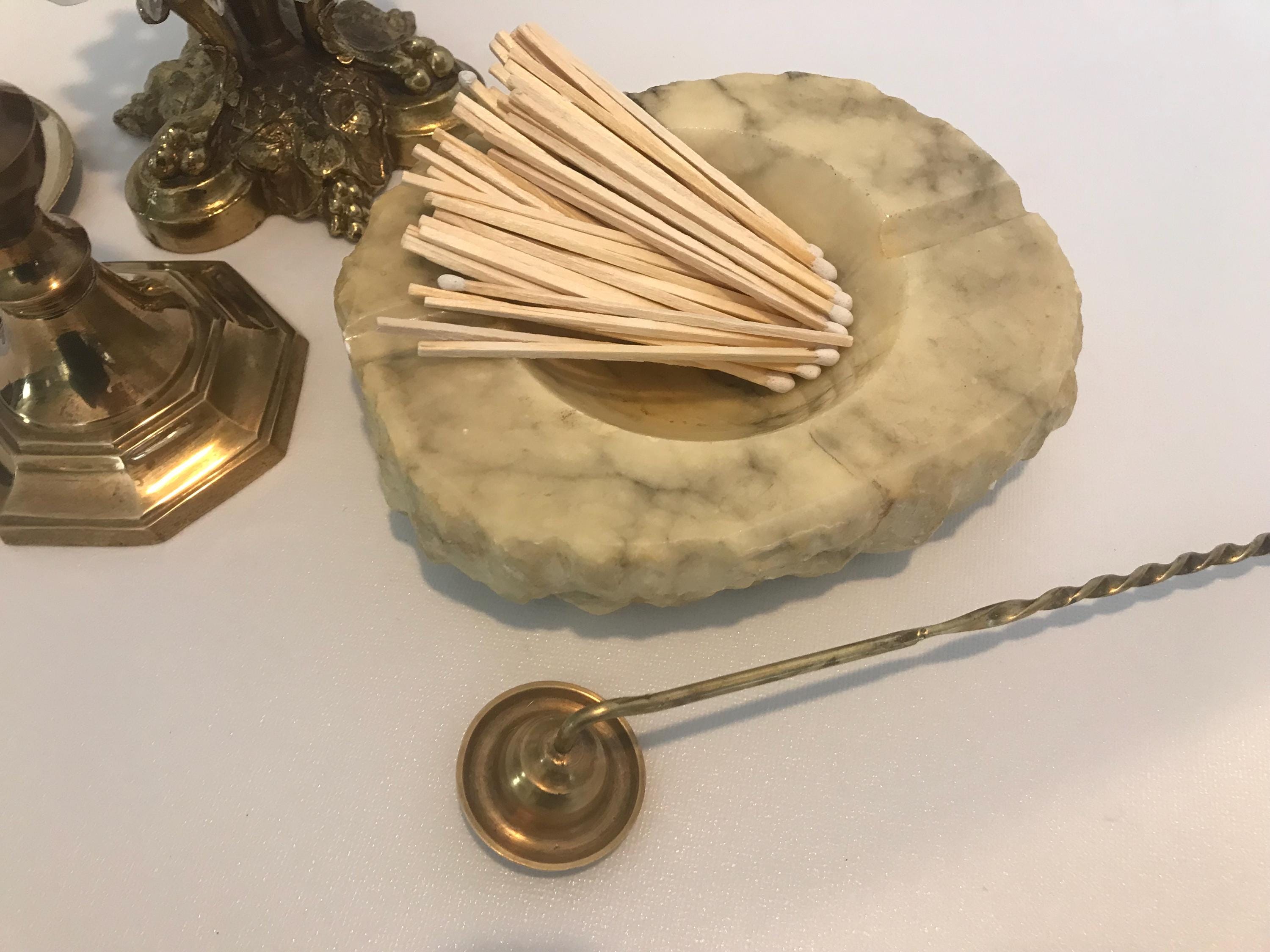 Vintage marble ashtray, Vtg pale yellow with black veining thick marble ashtray, Unique marble vintage ashtray, vintage match holder