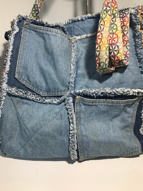 Vintage denim purse handbag tote, Vintage denim r… - image 4