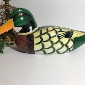 Vintage decor decoy wood duck, Vintage wood hand painted decoy duck for decor, Vintage decoy duck wood hand painted, vintage wooden duck