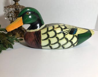 Vintage decor decoy wood duck, Vintage wood hand painted decoy duck for decor, Vintage decoy duck wood hand painted, vintage wooden duck