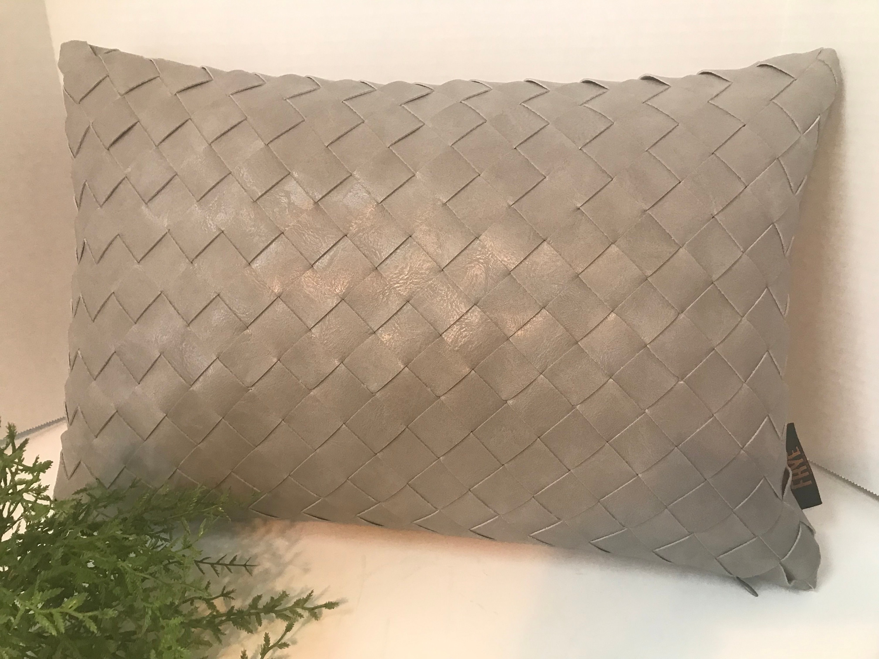 Grey leather throw pillows sale