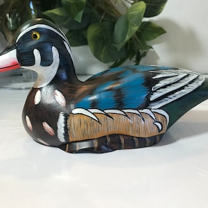 Vintage decor decoy wood duck, Vintage wood hand painted decoy duck for decor, Vintage decoy duck wood hand painted, vintage wooden duck