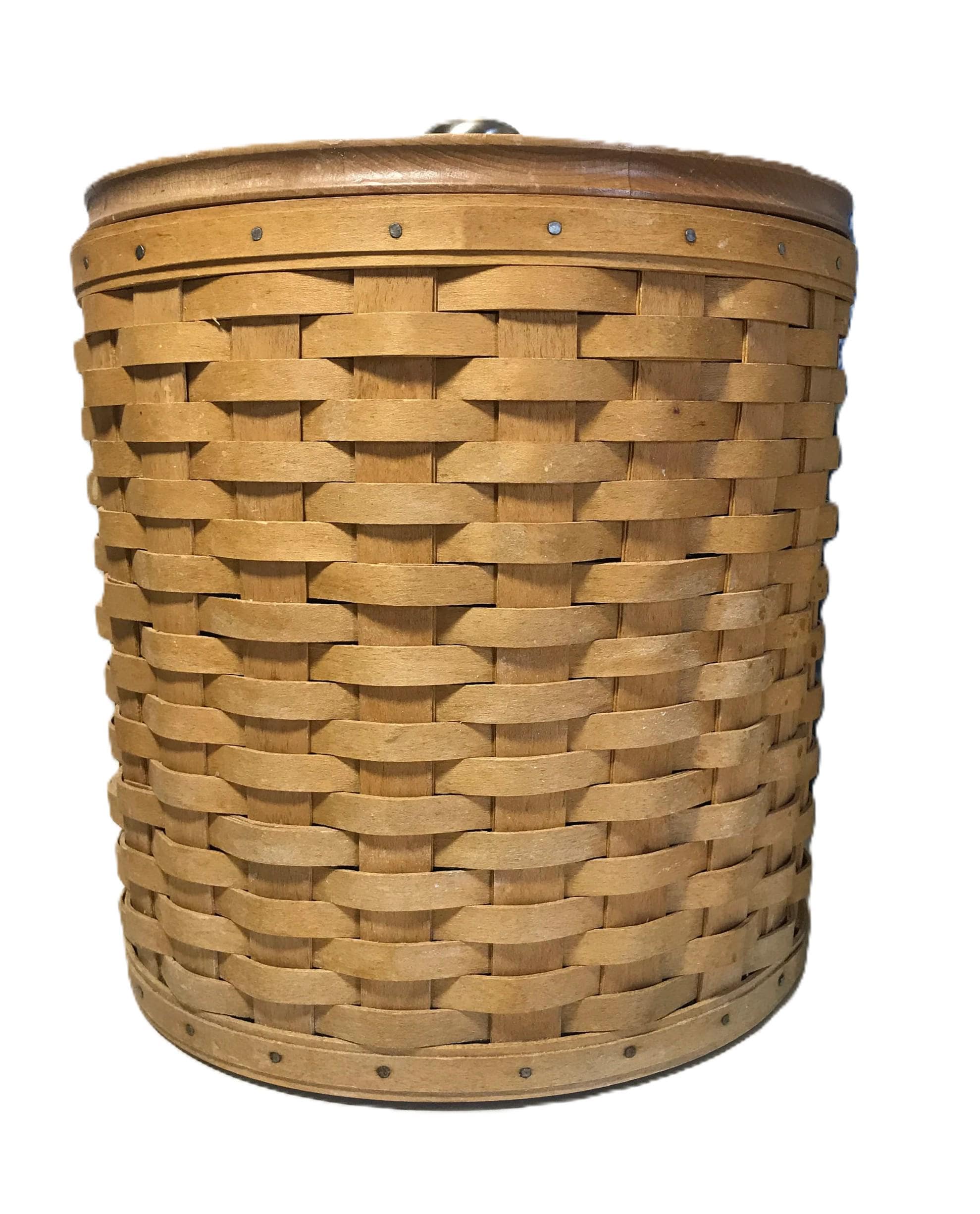 Vintage Longaberger Large Rattan and Wood Basket Cannister