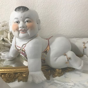 Vintage large 12&quot; Piano Baby, Vintage Asian Piano Baby Boy, Vintage ceramic large Piano Baby, Vintage Asian Boy large Piano Baby figurine