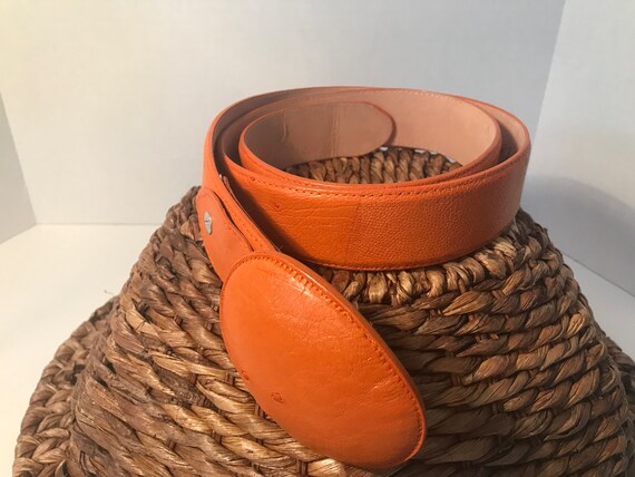 Vintage El Pajal Ostrich belt, El Pajal orange Os… - image 5