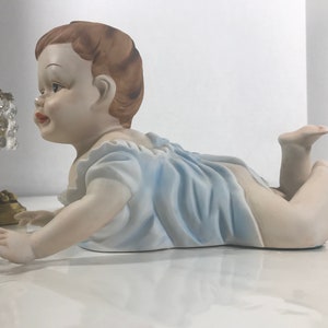 Vintage Piano Baby statue, Vintage porcelain Piano Baby, Vintage ceramic bisque Piano Baby shelf decor, Vintage 10&quot; Piano Baby figurine