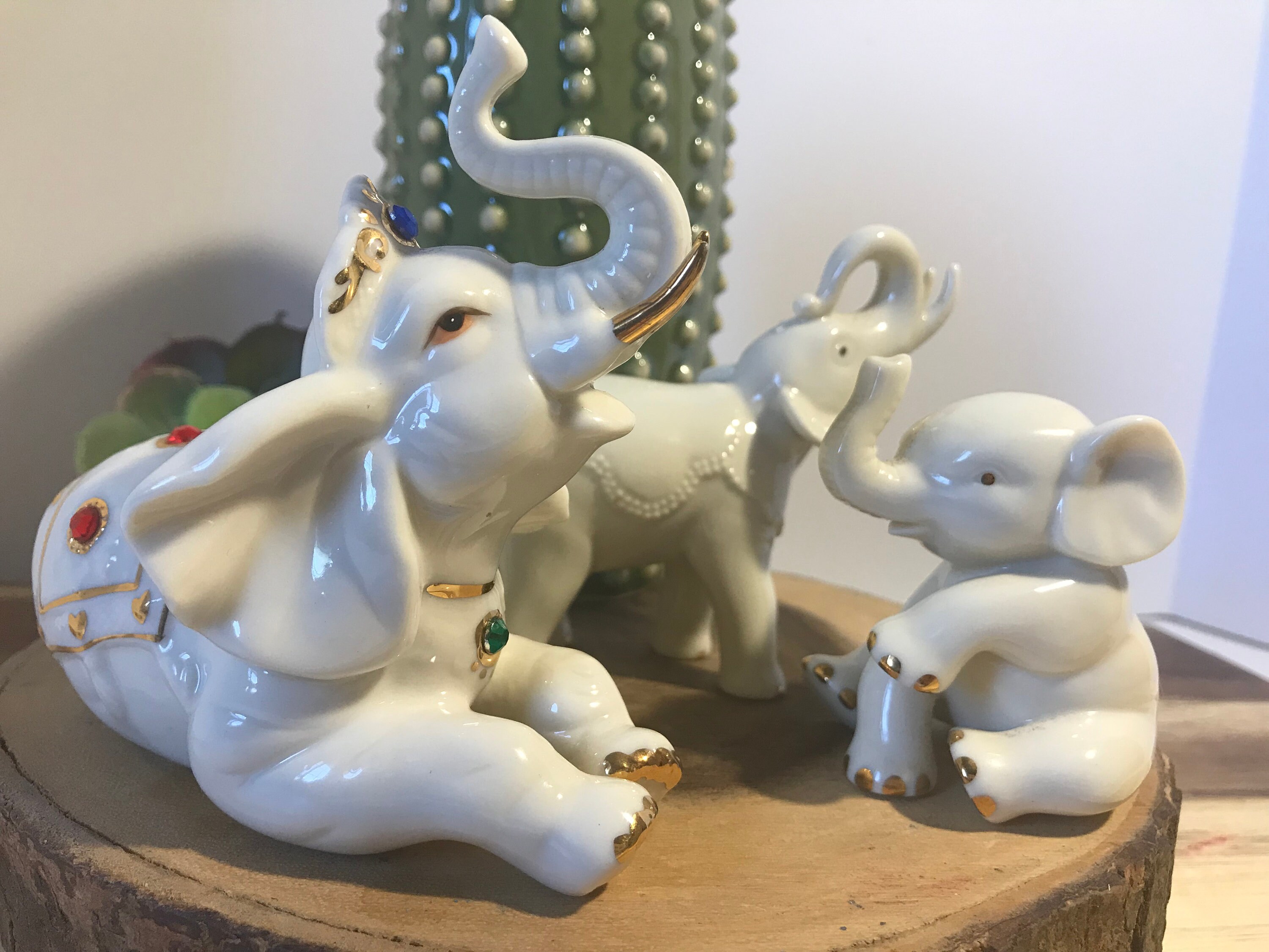 Vintage Porcelain Elegant White Elephant Figurines Vintage - Etsy