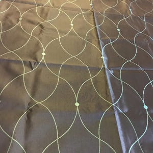 Vintage tone on tone green taffeta fabric, Deep green taffeta type fabric with green woven pattern throughout, green fabric 48x58&quot;