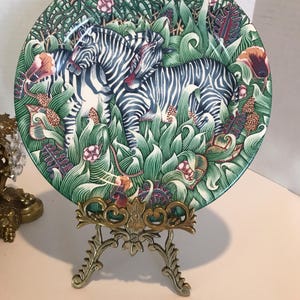 GIen FRANCE プレート Gien France Zebra Plate, French Ceramic Gien La Jungle Zebra 9.5