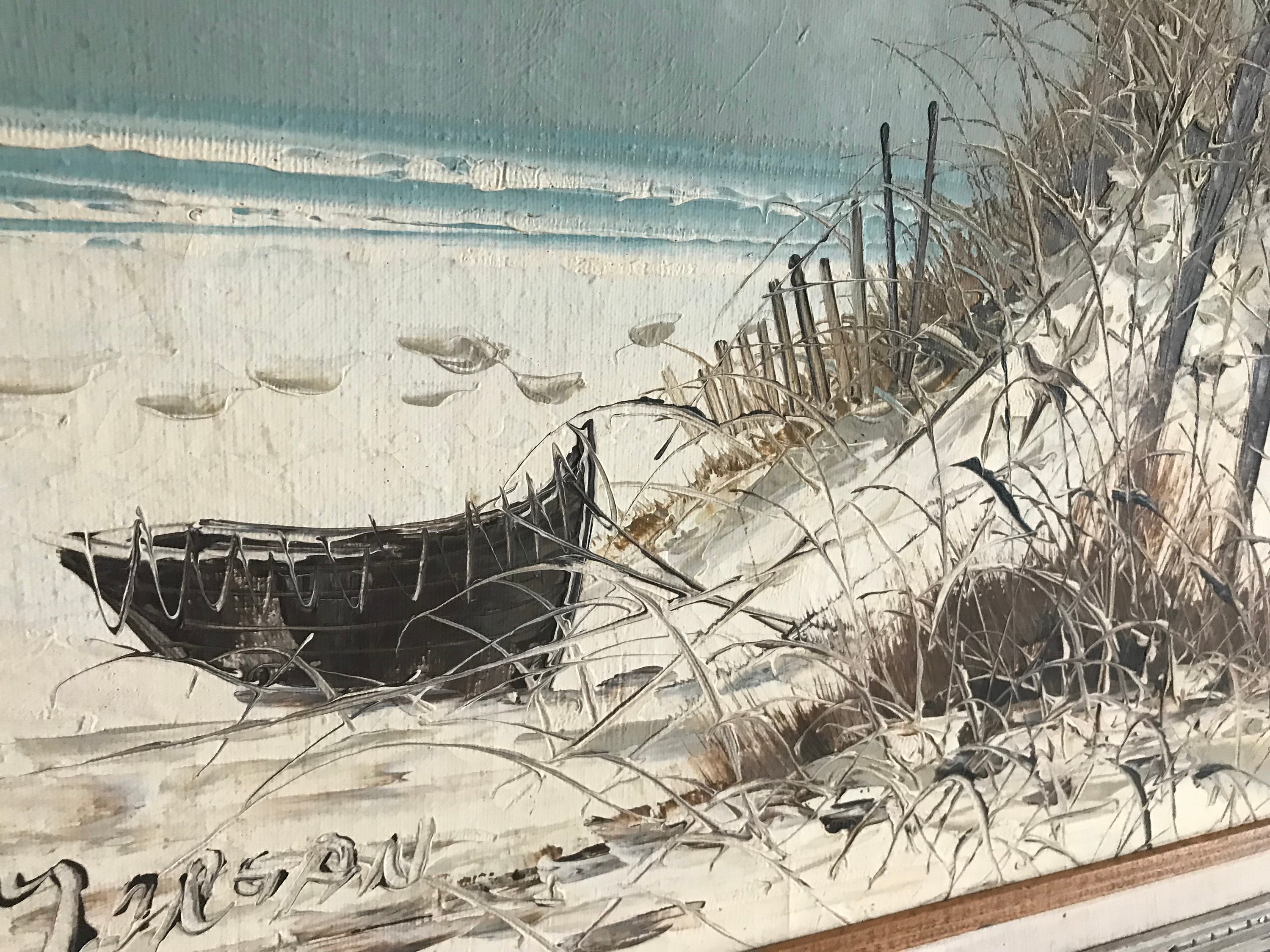 MORGAN【船場】油彩画 Alfred George Morgan Coastal Oil Painting 26x30, Signed Beach