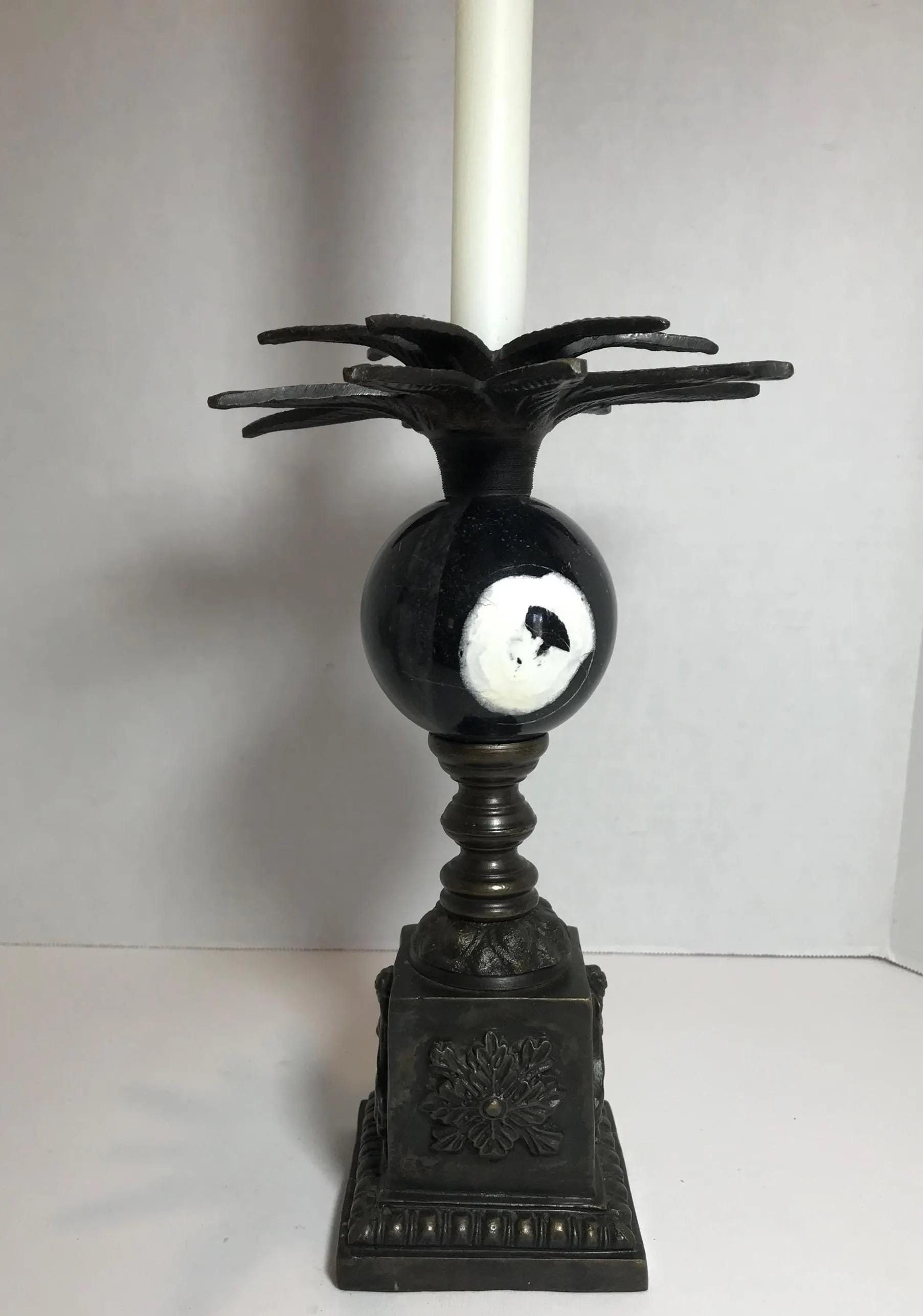 20世紀のヴィンテージブロンズと大理石の壷型パームキャンドルホルダー