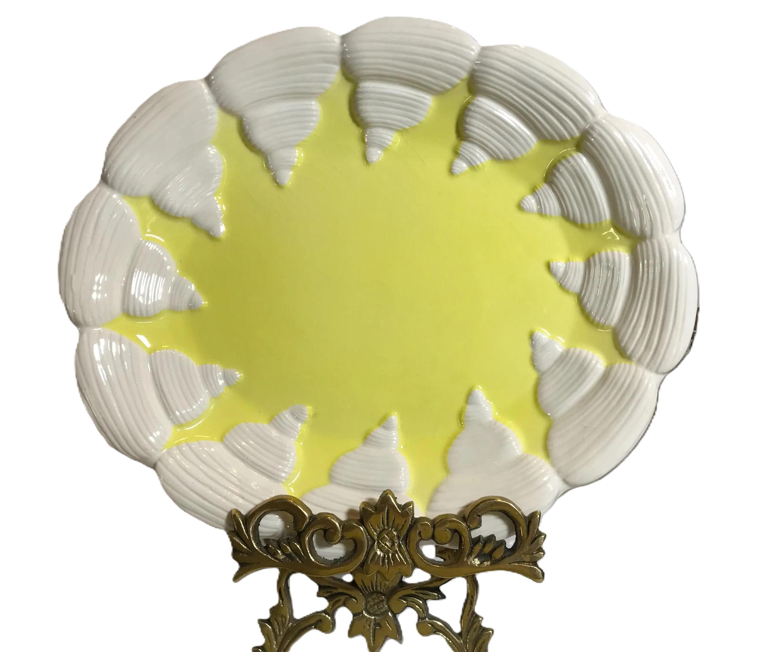 Vintage Fitz and Floyd Yellow Seashell Plate, Vintage Yellow and