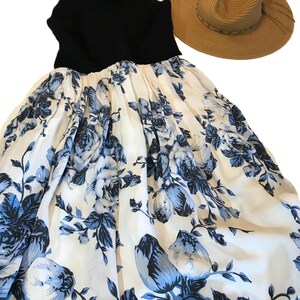 ATSU black and blue floral maxi dress, Size 6, Unique ATSU Anthropologie beaded bodice dress with floral and Ikat pattern long dress. image 3