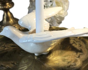Vintage ceramic white bird candle holder, Vintage ceramic dove candle holder, Vintage Christmas Candle Holder, Elegant bird candle holder