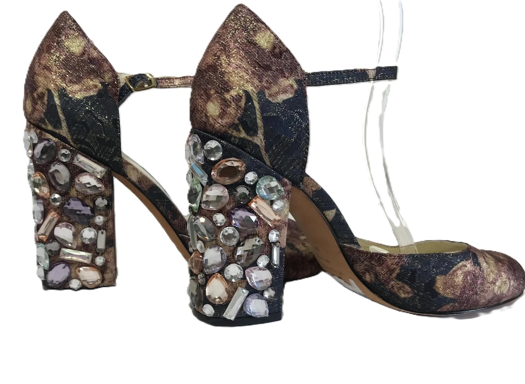 Bettye Muller New York Anthropologie Brocade Style Fabric Heels