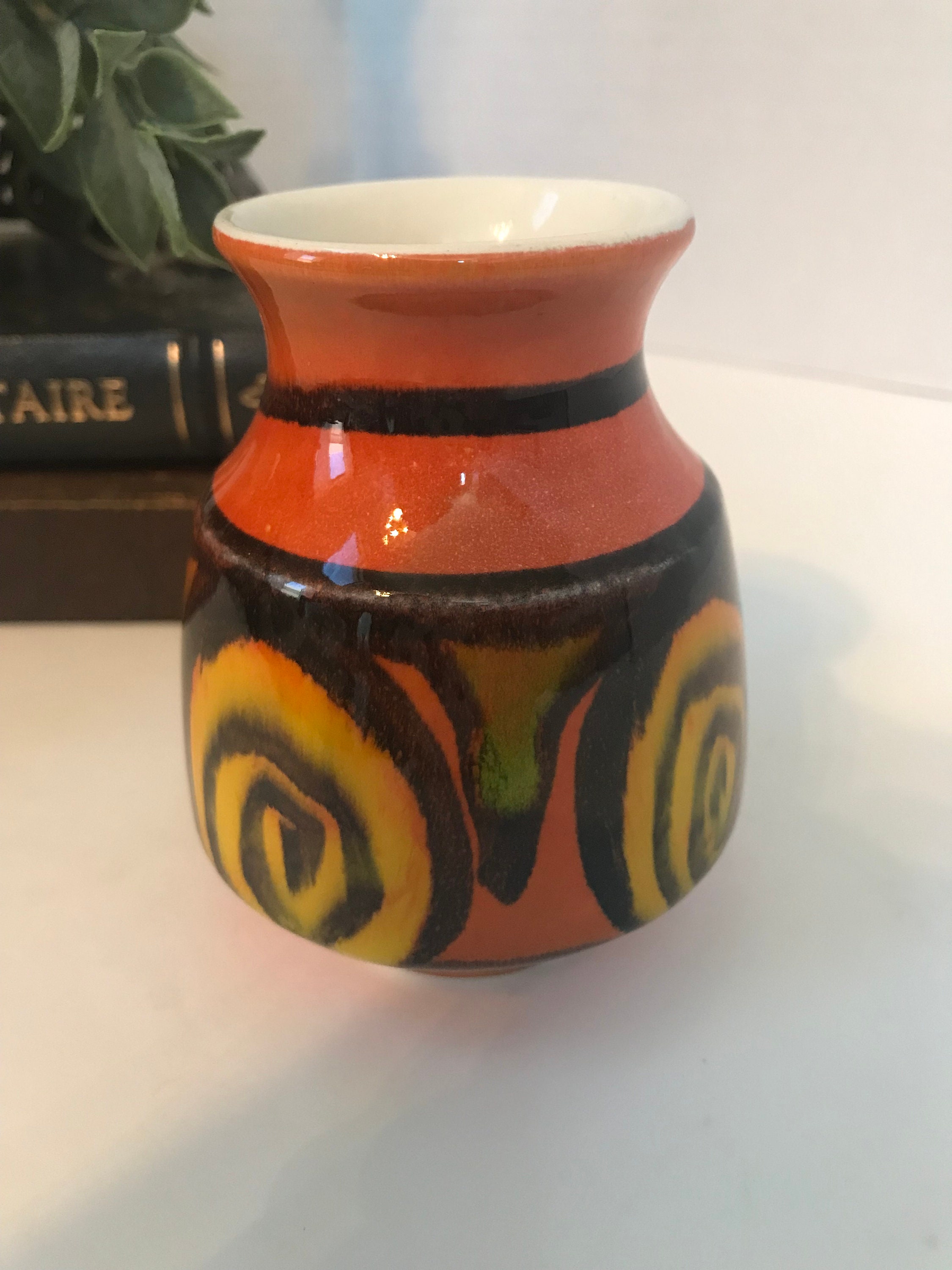 Vintage Poole Small Orange Vase 3.75