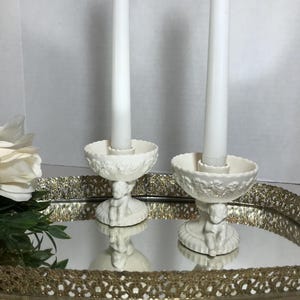 Vintage white ceramic Cherub Angel candle holder set, Vintage Lefton ceramic cherub candle holders, Christmas angel white candle holder