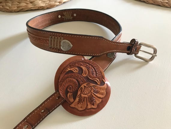 Vintage Genuine Leather Bohemian/Western Style Belt Vintage Genuine Leathe Bohemian/Western Coachella Blue  main image 4