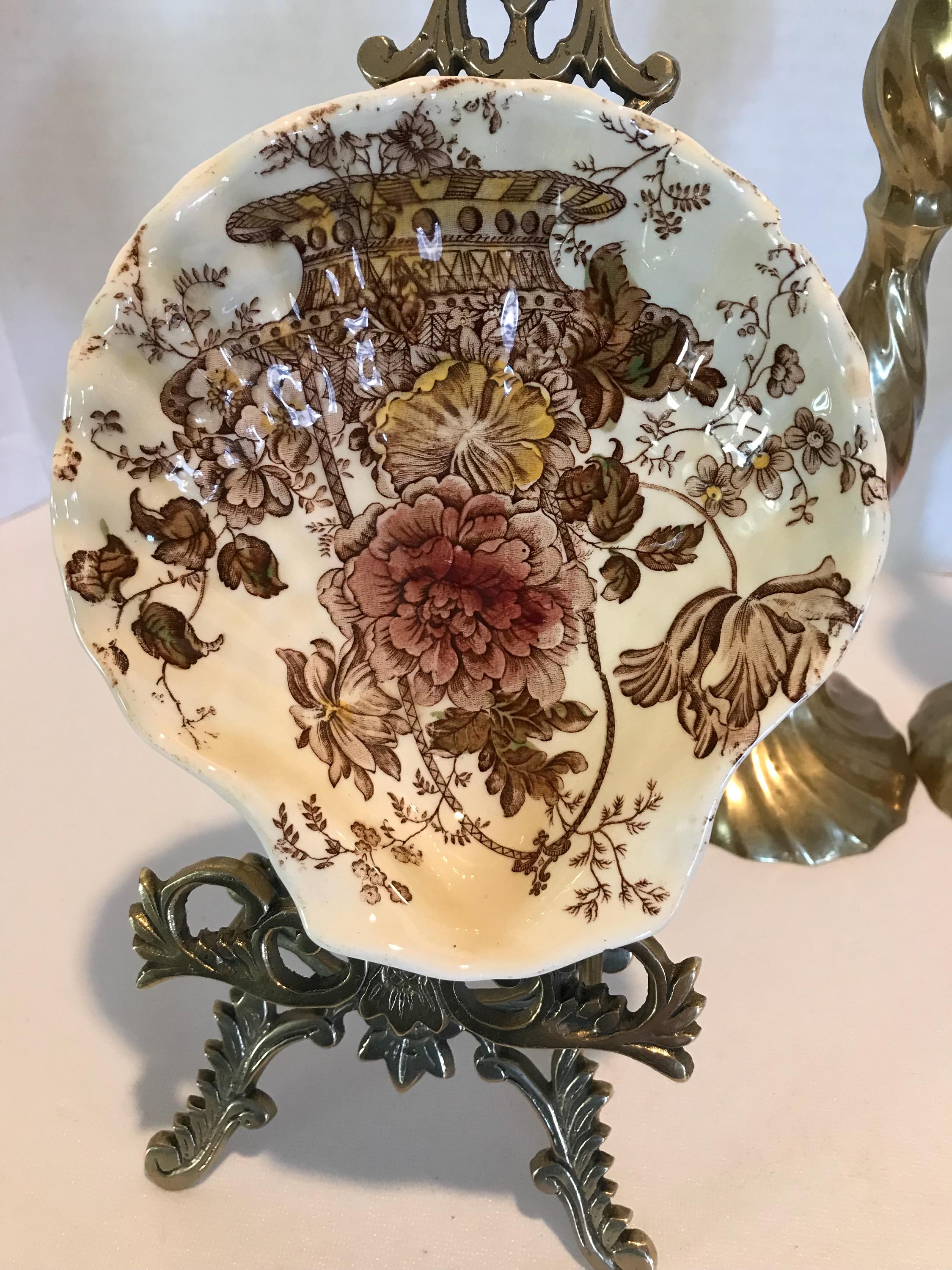 Vintage Royal Crownford England handbemalte Porzellanschale, Vintage elegante Royal Crownford Charlotte Muschelschale