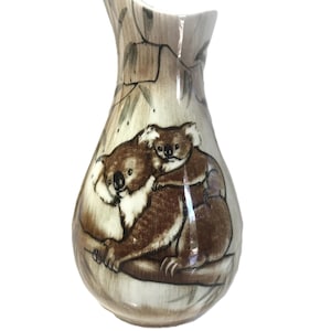 Jarrón de cerámica vintage de Studio Anna Australia, jarrón vintage de Studio Anna pintado a mano con forma de koala, jarrón de cerámica de Studio Anna de Australia con forma de koala