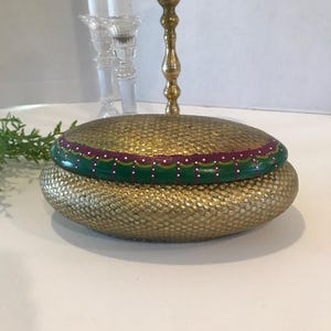 Vintage ceramic trinket box, Vintage ceramic hand painted trinket box, Vintage rustic boho ceramic trinket box, Vintage unique trinket box.