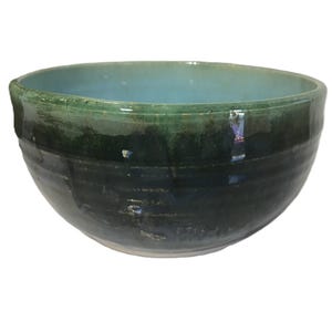 Vintage Kunstkeramikschale, Keramikschale mit Tropfglasur, signiert Leier, signiertes mehrfarbiges Tropfglasurgefäß, Studiokeramikschale
