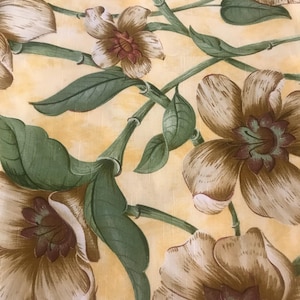Chuck Fischer for Braemore yellow floral fabric, Braemore Chuck Fischer original screen print design bold floral home decor fabric, 54x62&quot;