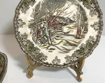 Vintage Johnson Brothers Friendly Village Sugar Maples bread plate, Johnson Bros England Friendly Village 6.25&quot; small plate, made in England