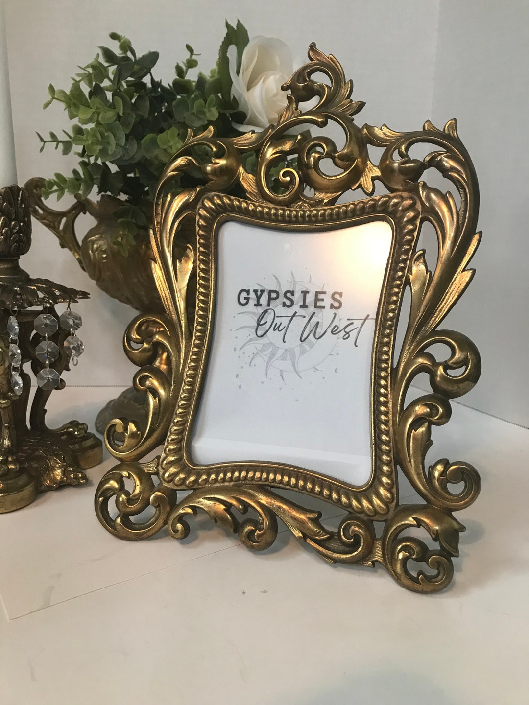 Vintage Ornate Brass Picture Frame, Antique Victorian Look Brass Picture Frame, Elegant Brass