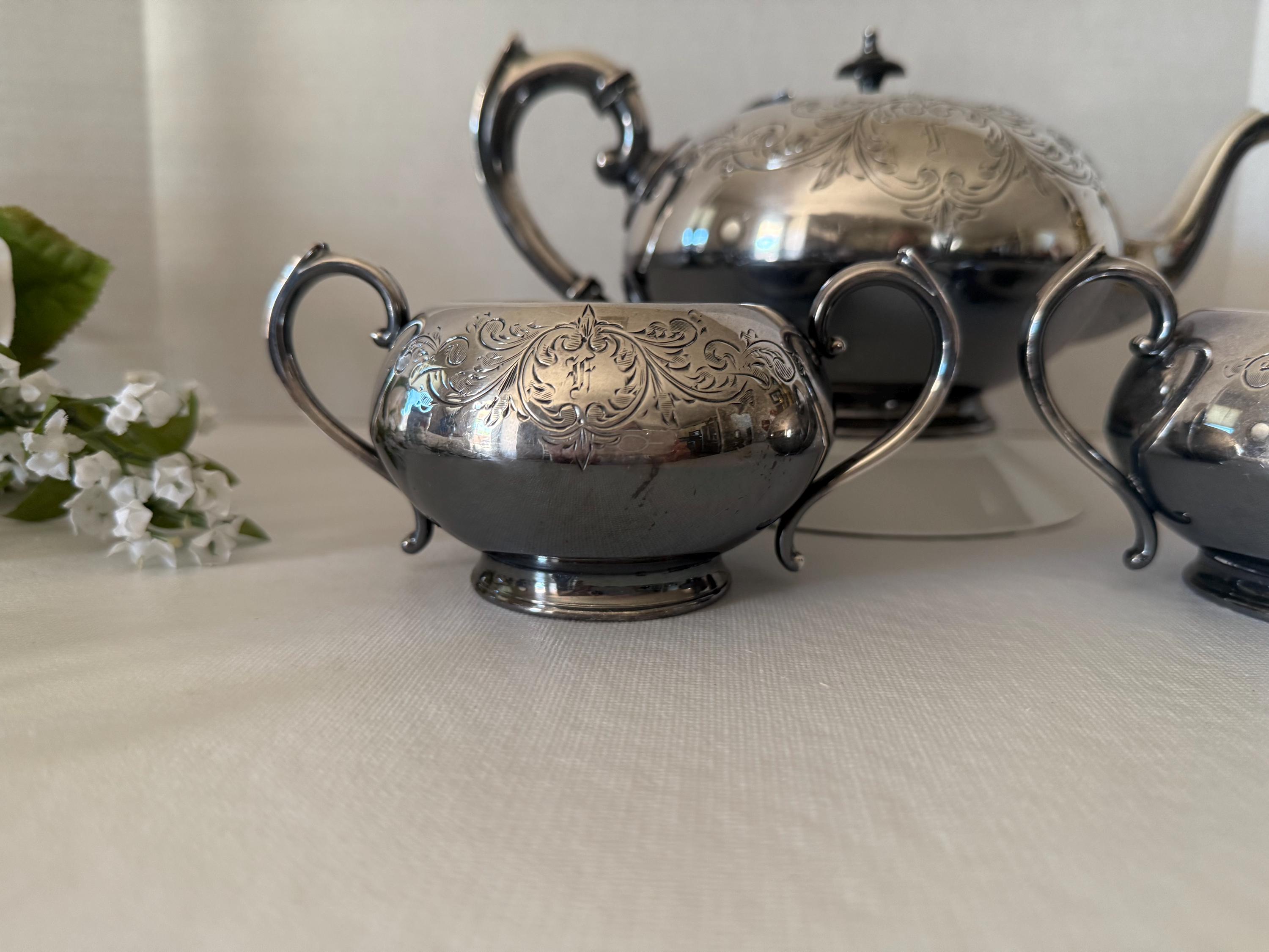 Vintage James Deakin & Sons Silverplate Tea Set, 3-piece