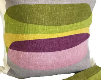 Vintage Malin Figur Ikea linen pillow cover, Vintage Ikea Sweden Malin Figur mod printed linen fabric pillow cover, Vtg Ikea pillow cover