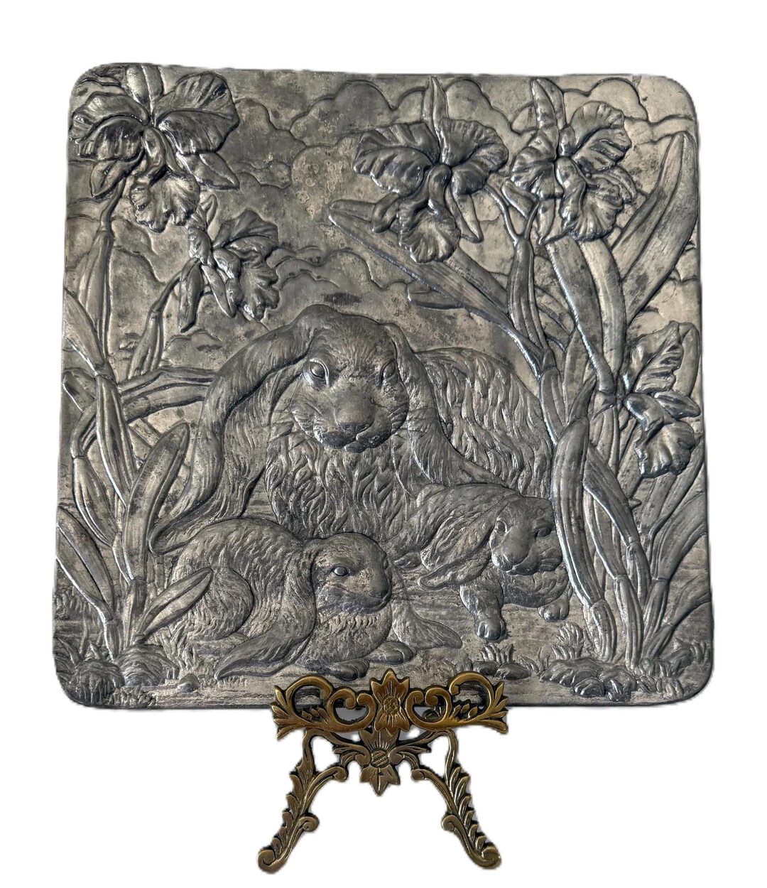 Vintage Arthur Court 1993 Bunny Rabbit Silver Toned Aluminum Square ...