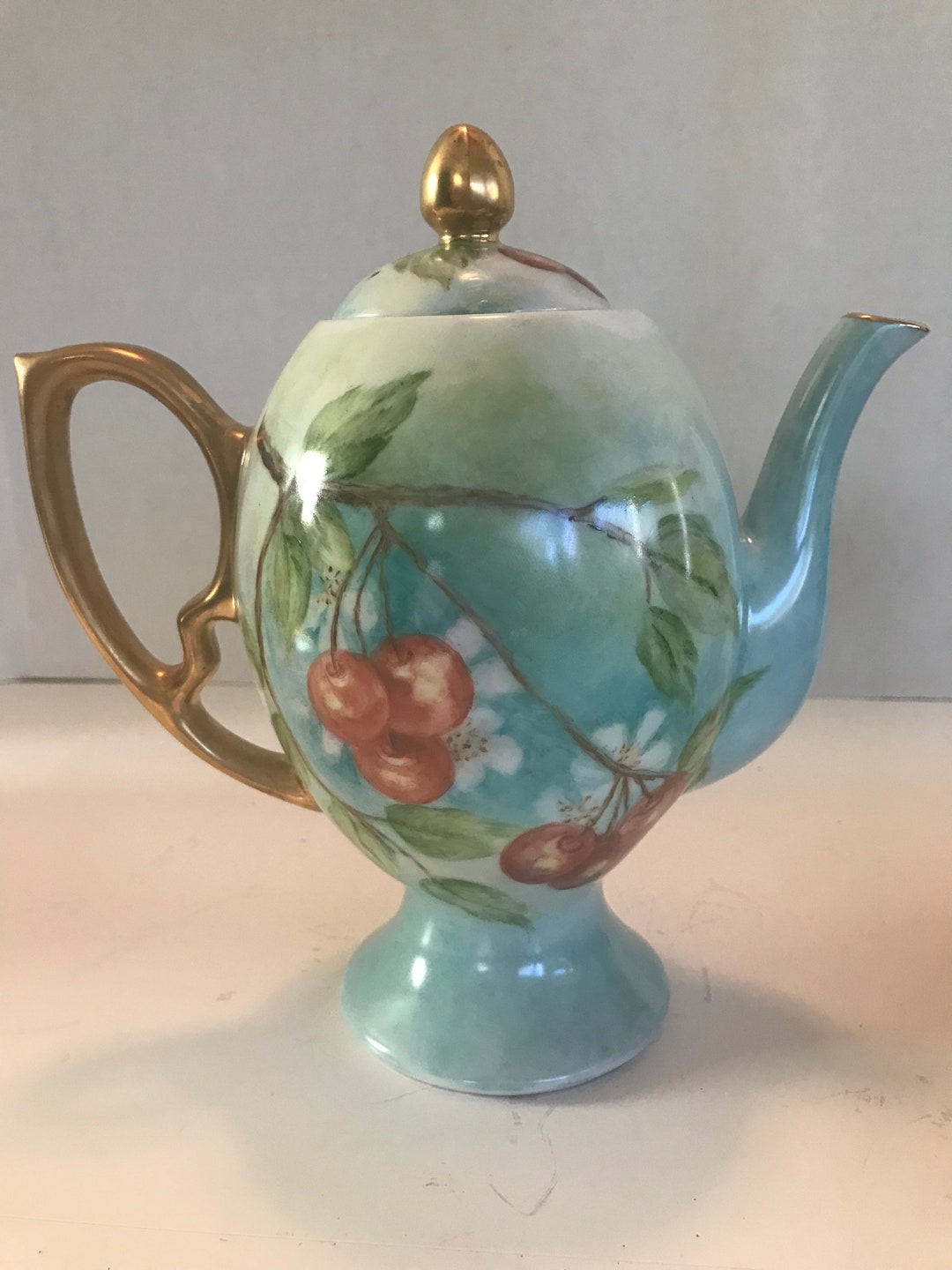 Vintage Porcelain Teapot, Hand Painted and Signed Vtg Teapot, Floral ...