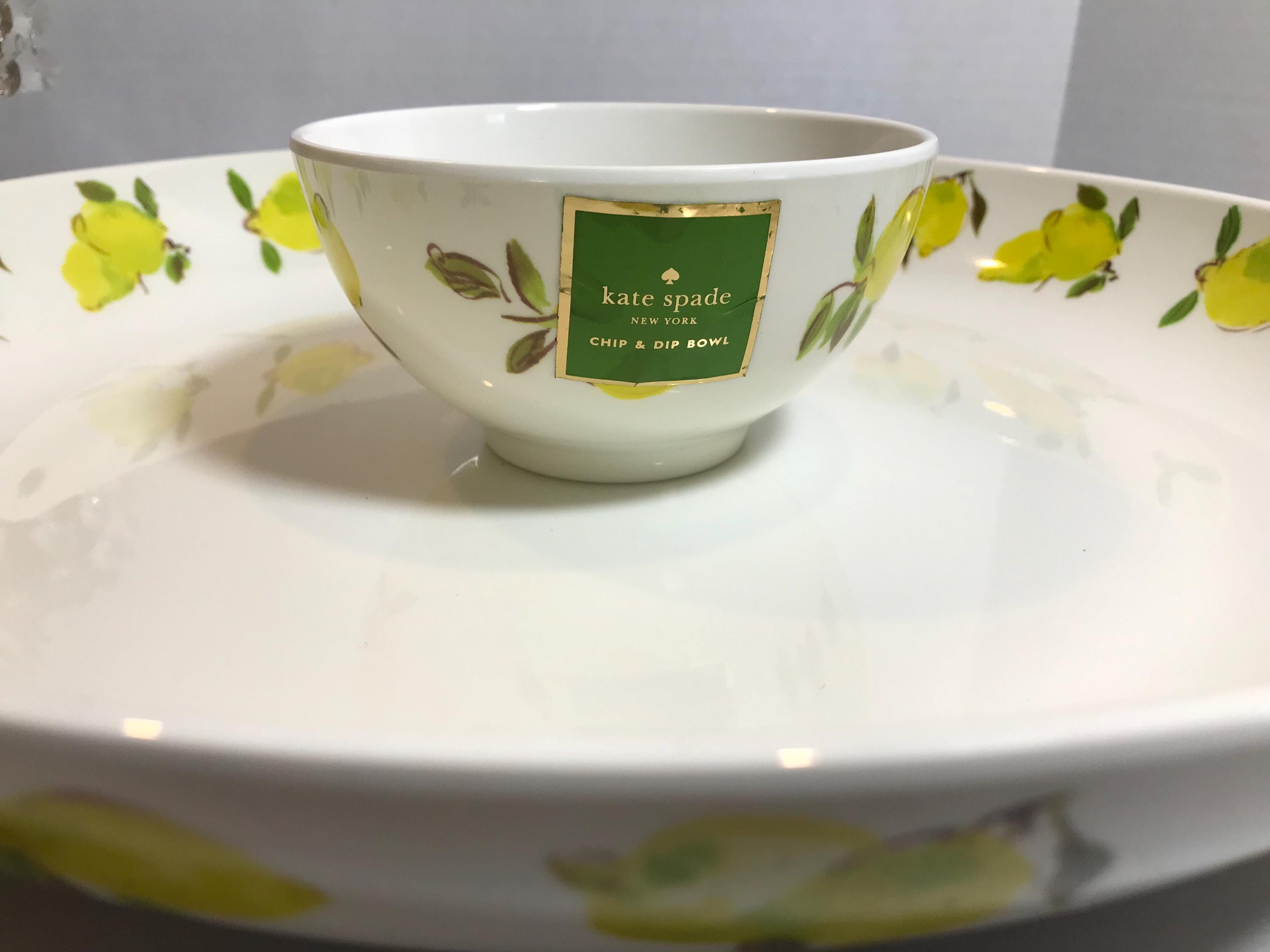 Kate Spade Chips and Dip Plate Set, Kate Spade Yellow and White