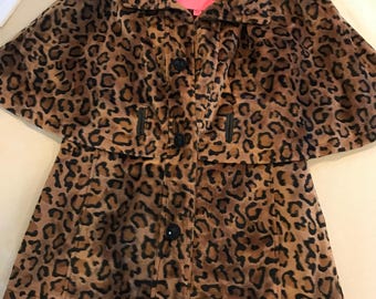 Vintage Betsey Johnson leopard cape jacket, Size Small, Betsey Johnson leopard faux fur vest cape, Vintage Betsey Johnson leopard jacket