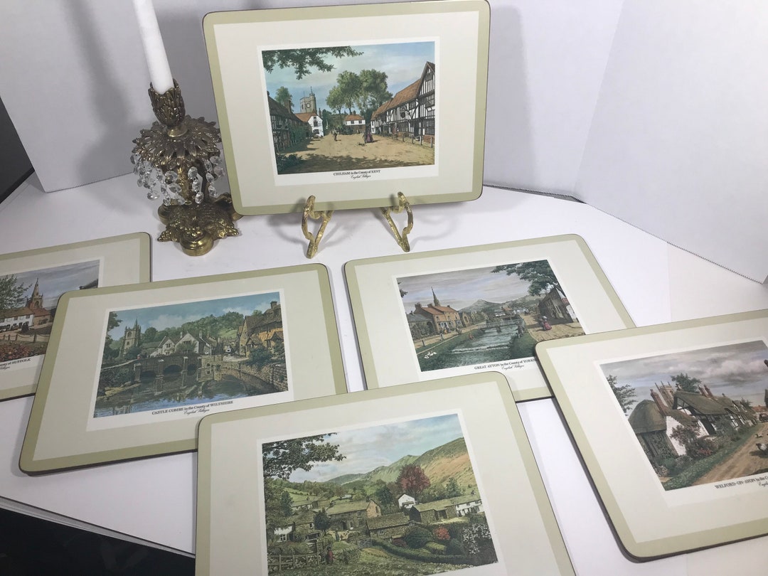 Vintage Pimpernel Placemats, Vtg Pimpernel English Villages Scenes Cork