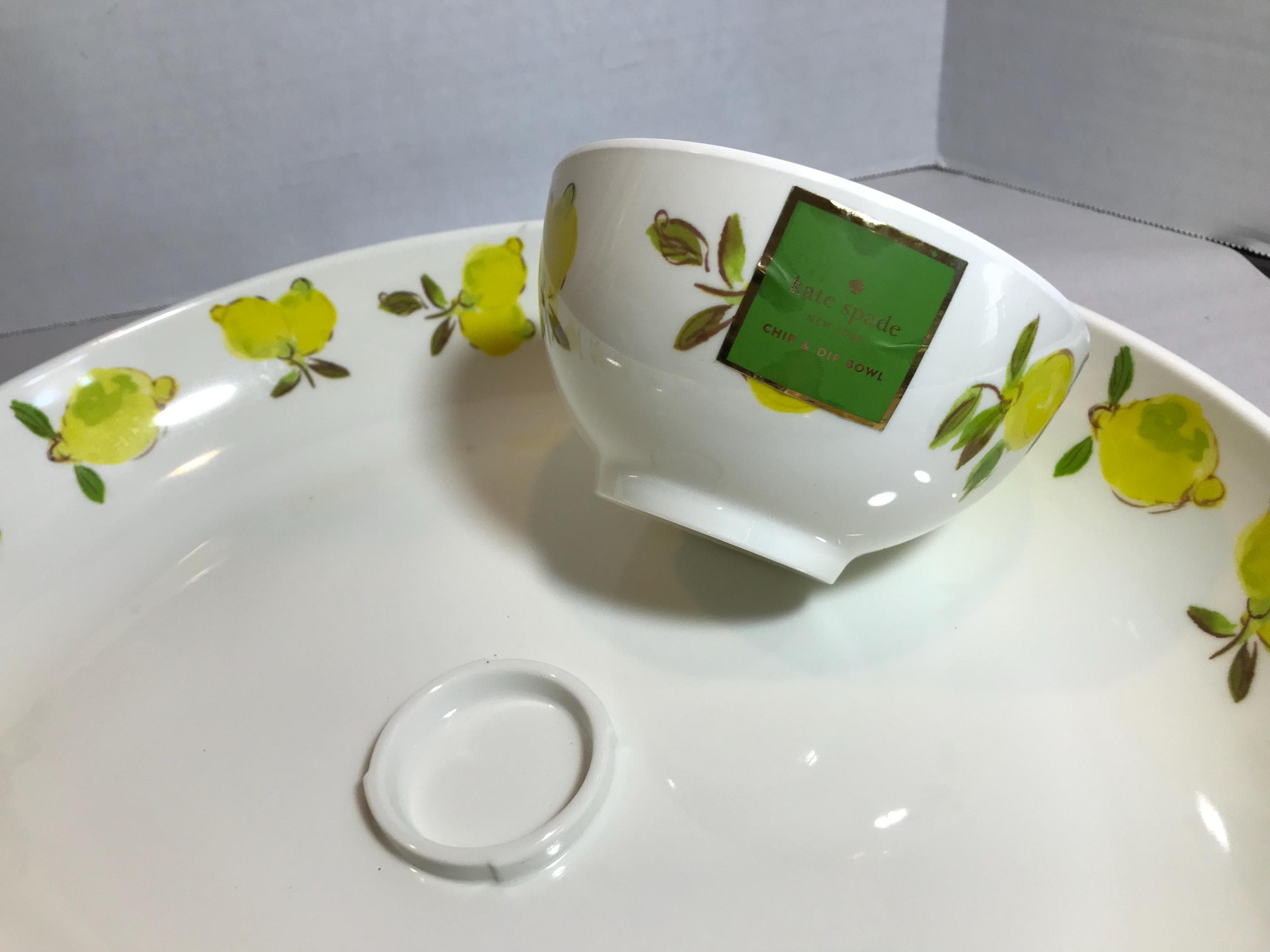 Kate Spade Chips and Dip Plate Set, Kate Spade Yellow and White