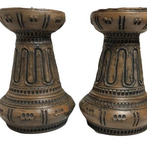Candelabros vintage de cerámica austriaca Gmundner Keramik, juego de 2 candelabros vintage de arcilla roja austriaca, cerámica Gmundner Keramik
