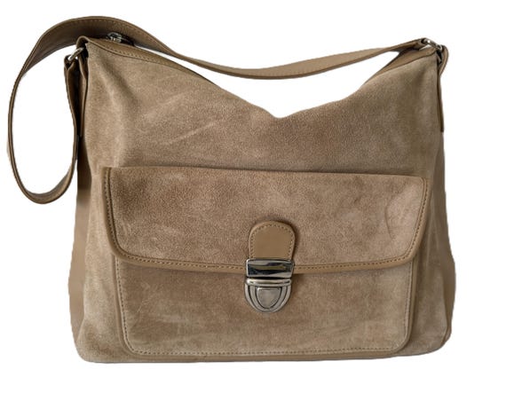Talbots camel suede and leather structured handba… - image 11