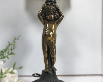 Vintage Hollywood Regency Messing Engelchen Lampe - Engel Tischlampe