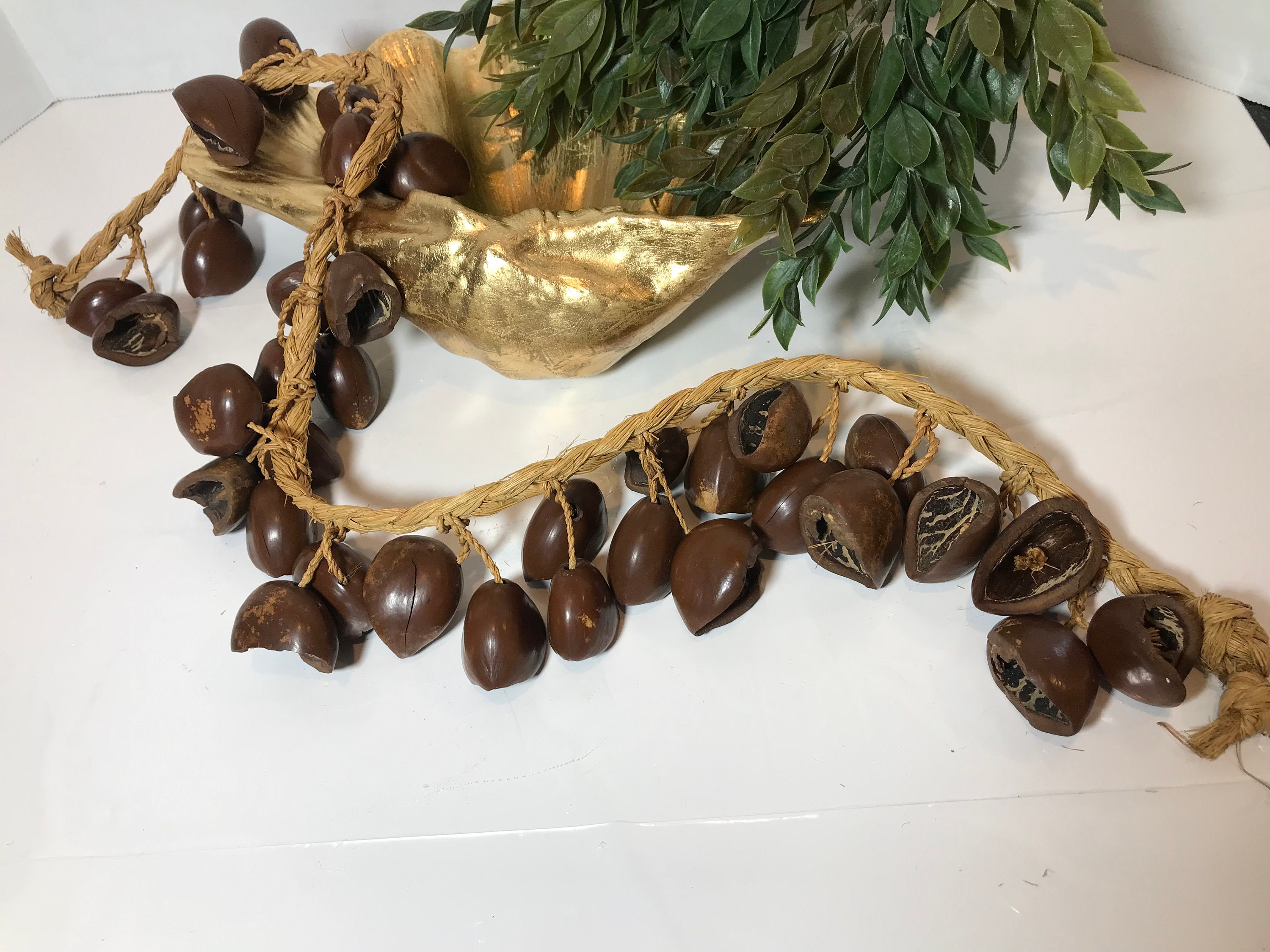 Vintage Large Nutshell Strand, Vintage Strand of Nut Shells on Braided ...