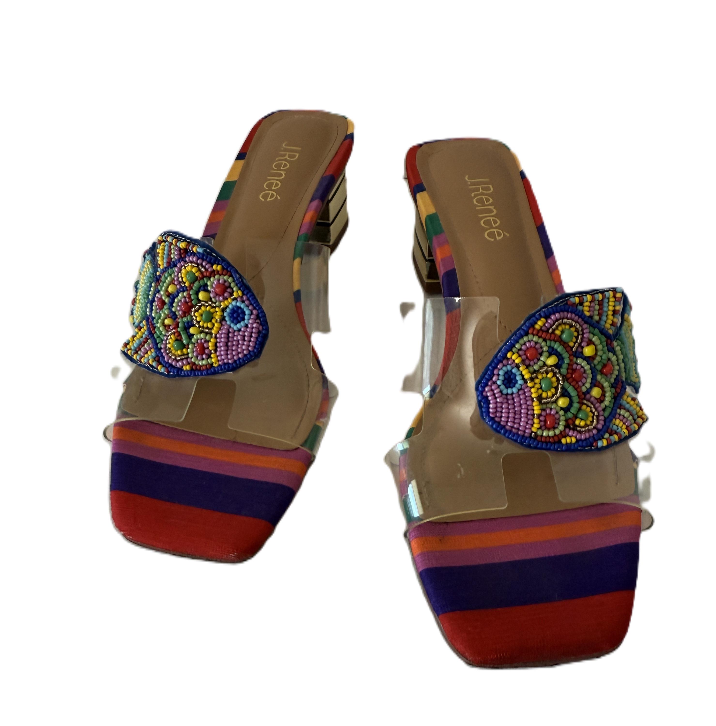 Vintage J Renee Beaded Fish Mules Size 8.5 – Striped Silk Heels