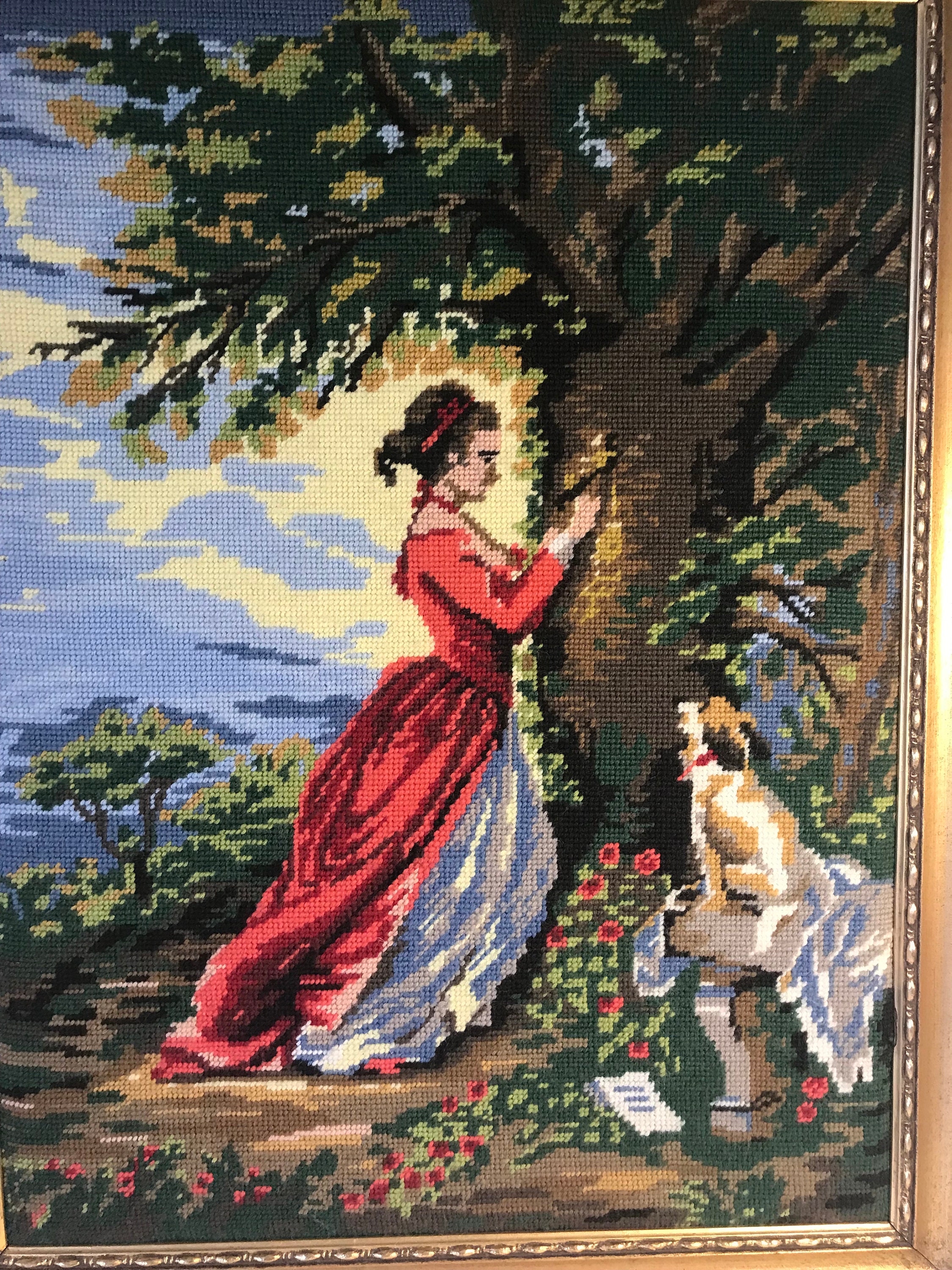 ヨーロッパアート　額縁セット　NEEDLEPOINT Vintage il_fullxfull.4223504269_p6im.jpg