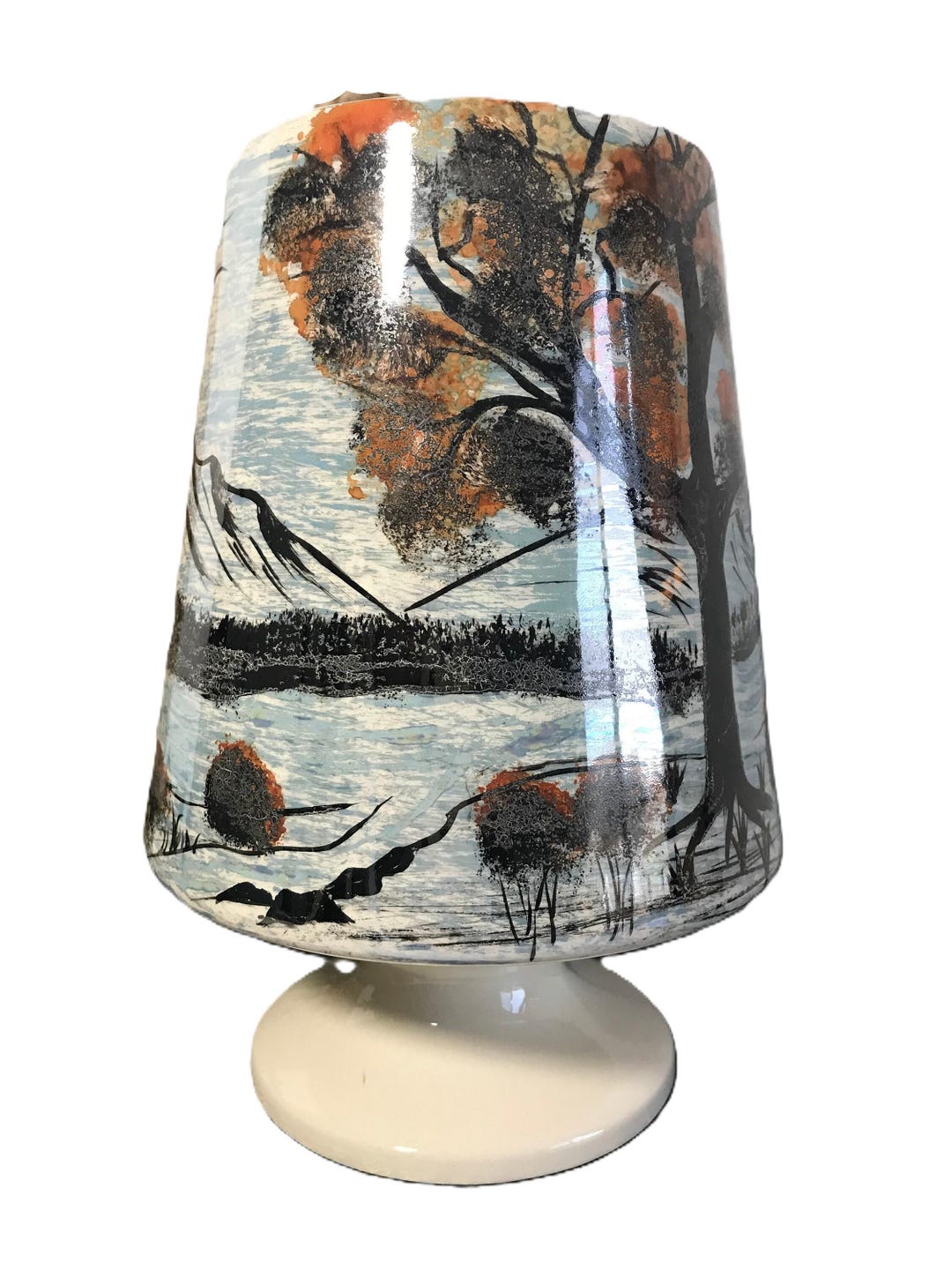 Vintage Mid Century Mod Hand Painted Vase, Metalic Painted Vtg Ceramic ...