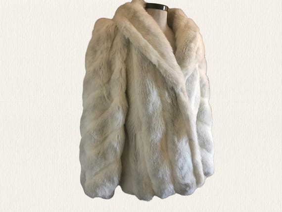 Vintage Jordache Faux Fur Silver Fox Coat Size 11, Vintage