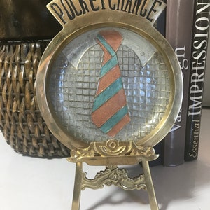 Vintage brass pocket change dish, Vintage brass trinket dish, Vintage Mid-Century unique pocket change dish, Dad father pocket change dish