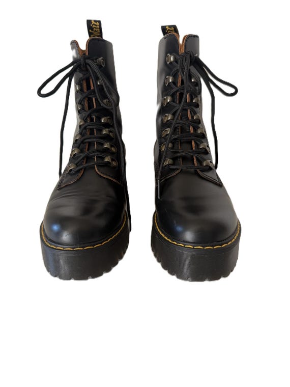 Vintage Dr. Martens Leona Black Leather Platform Boots, Airwair